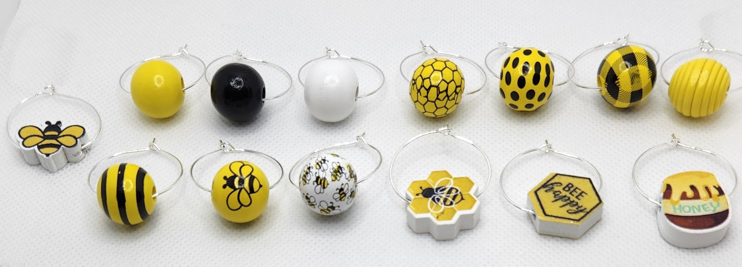 Bee Happy Wine Charms — Set of 6