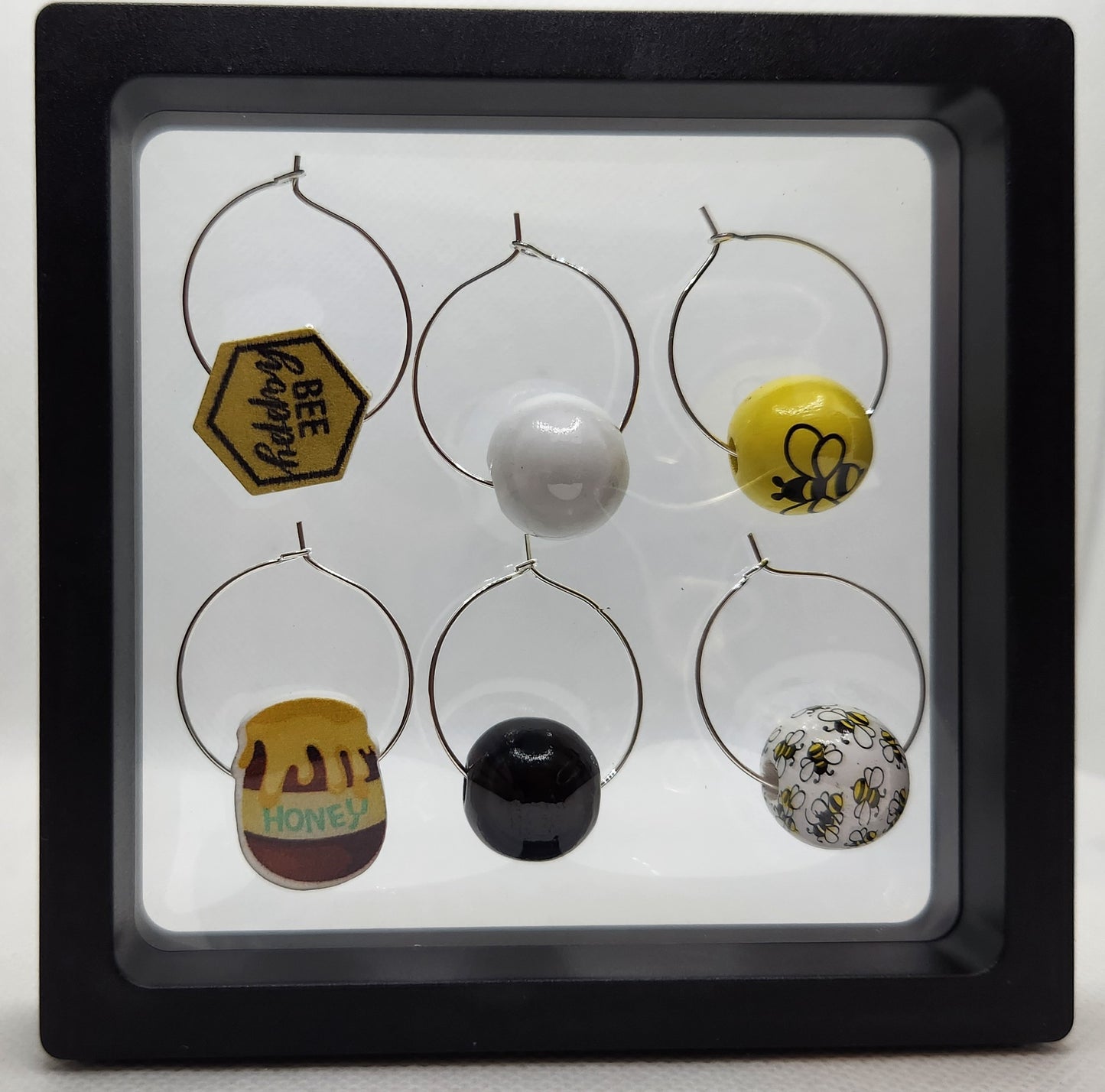 Bee Happy Wine Charms — Set of 6